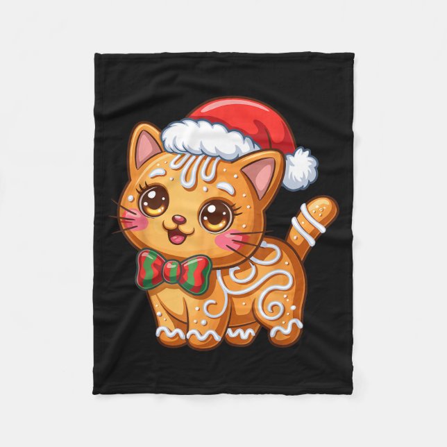 Manta Polar Gingerbread Cat Christmas Cat Lover Xmas  (Anverso)