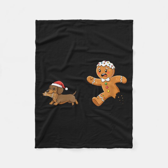 Manta Polar Gingerbread Cookie Chasing Dachshund Christmas Dog (Anverso)