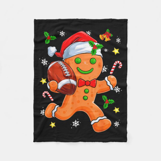 Manta Polar Gingerbread Cookie Playing Football Merry Christma (Anverso)