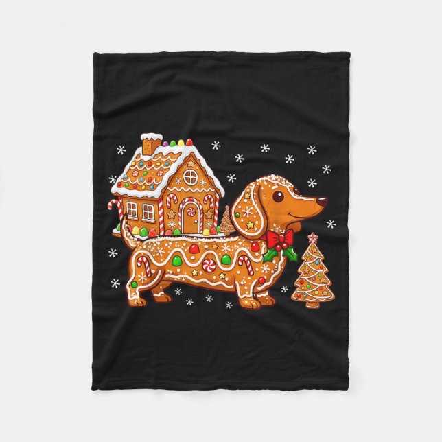 Manta Polar Gingerbread Dachshund Christmas Tree House Cookie  (Anverso)