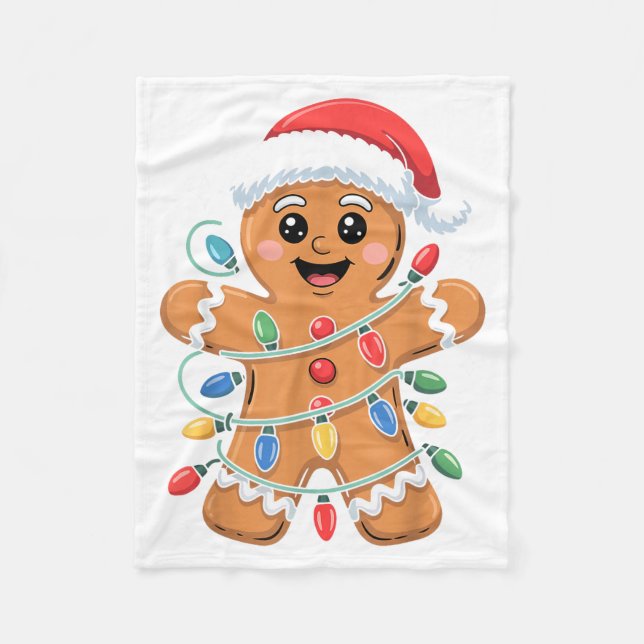 Manta Polar Gingerbread Man Tangled Christmas Lights  (Anverso)