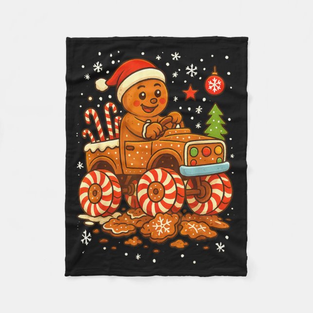 Manta Polar Gingerbread Monster Truck Christmas Snow Cute Xmas (Anverso)