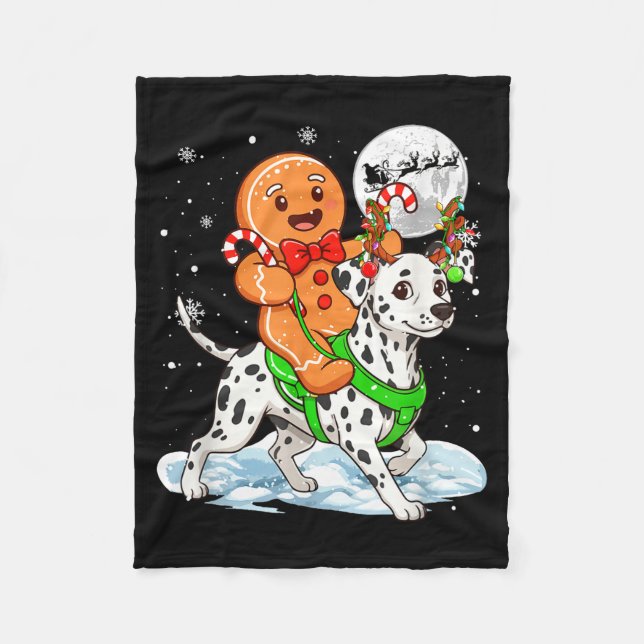 Manta Polar Gingerbread Ridding Dalmatian Reindeer Christmas B (Anverso)