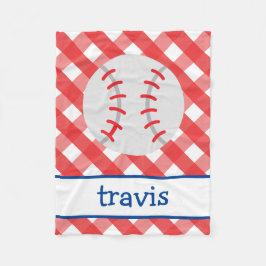 Manta Polar Gingham Baseball Personalizado Fleece Blanket