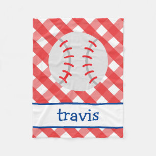 Manta Polar Gingham Baseball Personalizado Fleece Blanket