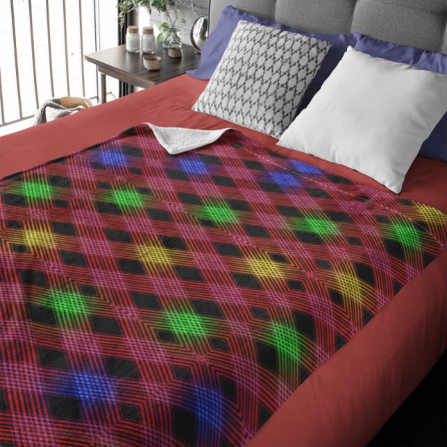 Manta Polar Gingham Checkered Multicolour Fleece Blanket (Gingham Checkered Multicolored Fleece Blanket)