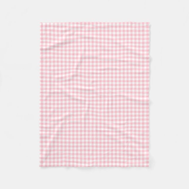 Manta Polar Gingham Checks rosa y blanco pequeño (Anverso)