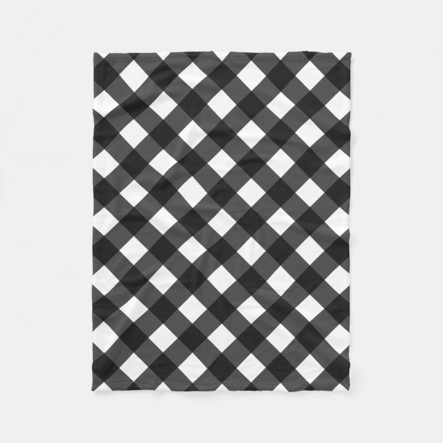 Manta Polar Gingham en blanco y negro (Anverso)