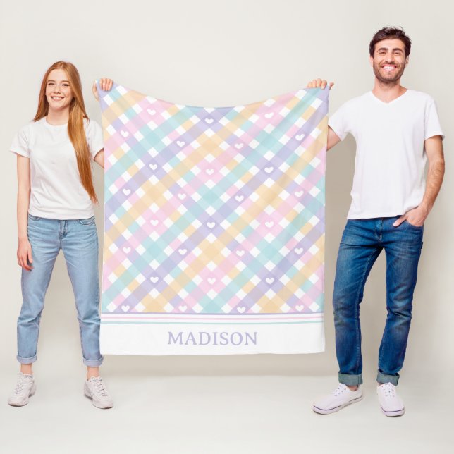 Manta Polar Gingham Plaids Hearts Seamless Pattern (In situ)