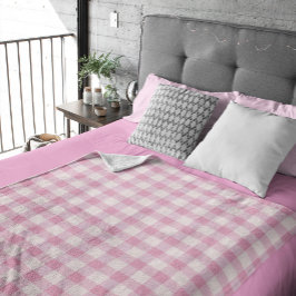 Manta Polar Gingham Rosa Bebé