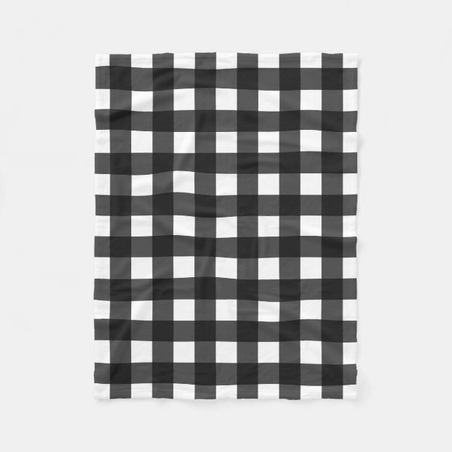 Manta Polar Gingham simple en blanco y negro (Anverso)
