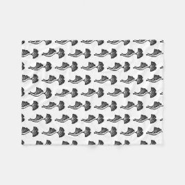 Manta Polar Gingko Leaf Lino Print Fleece Blanket