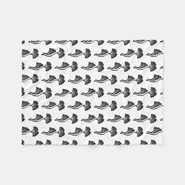 Manta Polar Gingko Leaf Lino Print Fleece Blanket (Frente (Horizontal))