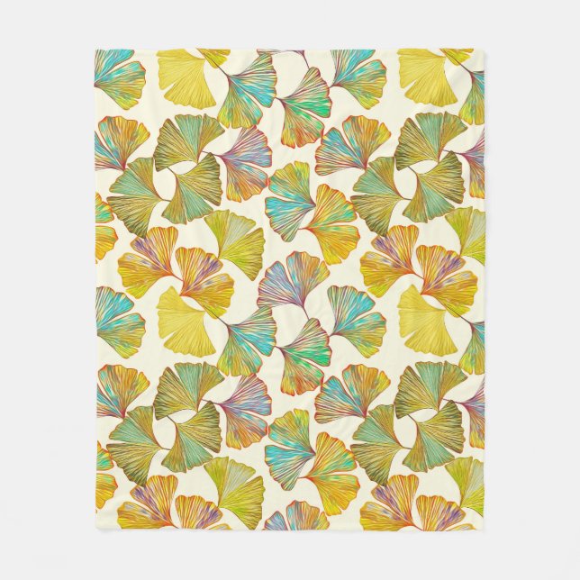 Manta Polar Gingko Leaves: Arte Resumen de Flores (Anverso)