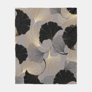 Manta Polar Ginkgo de oro elegante, fondo vintage.