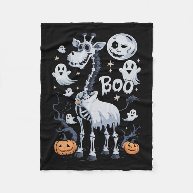 Manta Polar Girafa De Esqueleto En Fantasma Halloween (Anverso)