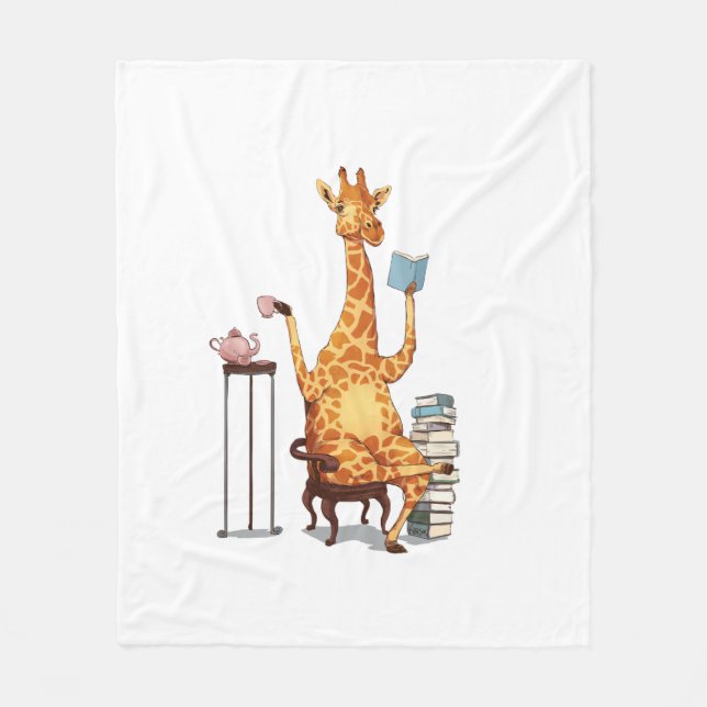 Manta Polar Girafas, libros y obsequios de té (Anverso)