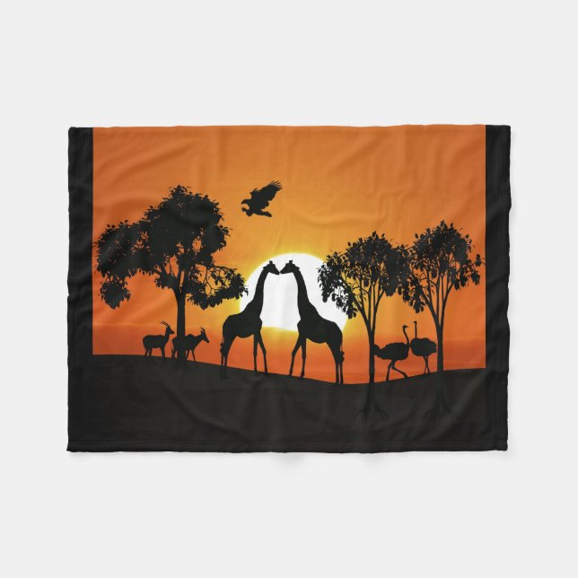 Manta Polar Giraffe al atardecer (Frente (Horizontal))