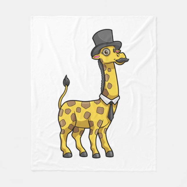 Manta Polar Giraffe como Caballero con Gorra, Tie y Mustache (Anverso)