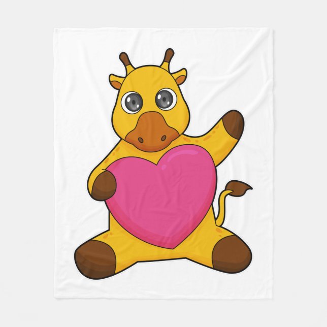 Manta Polar Giraffe con corazón (Anverso)