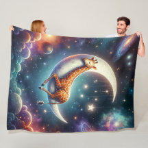 Giraffe de bebé celestial duerme en la luna y las