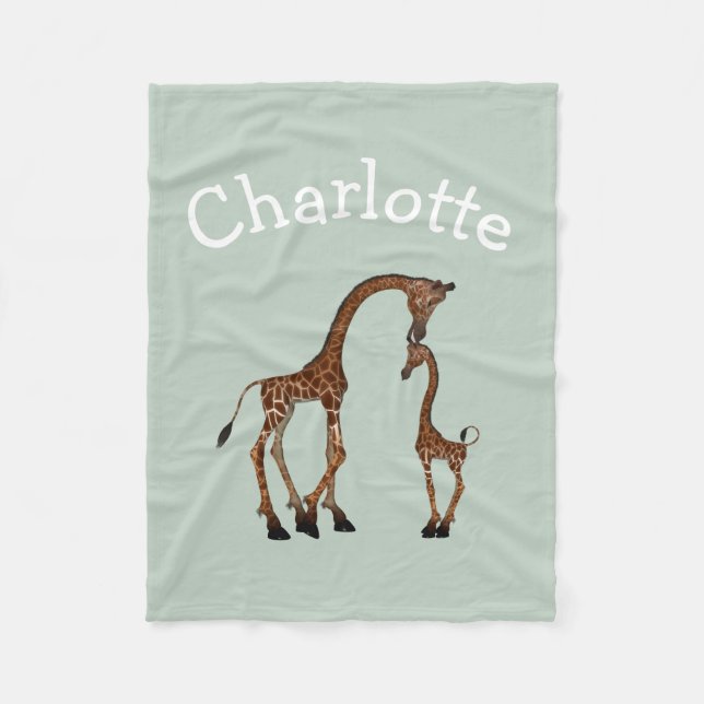 Manta Polar Giraffe De Padres Y Bebés Personalizada (Anverso)
