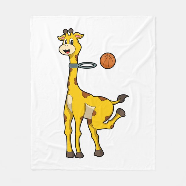 Manta Polar Giraffe en baloncesto con aro de baloncesto (Anverso)