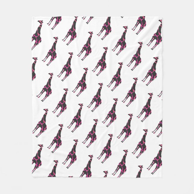 Manta Polar Giraffe Hot Pink and Black Silhouette (Anverso)