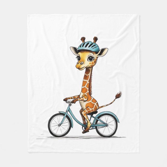 Manta Polar Giraffe montando una bicicleta - Lápiz de mano (Anverso)