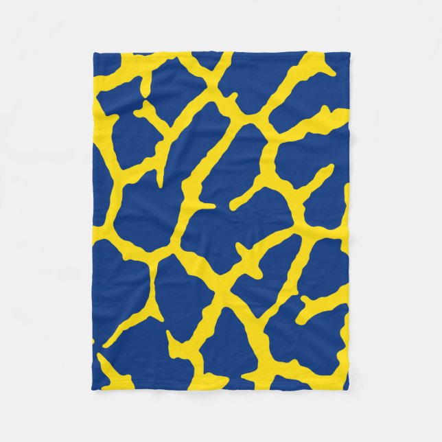 Manta Polar Giraffe Print Navy Yellow (Anverso)