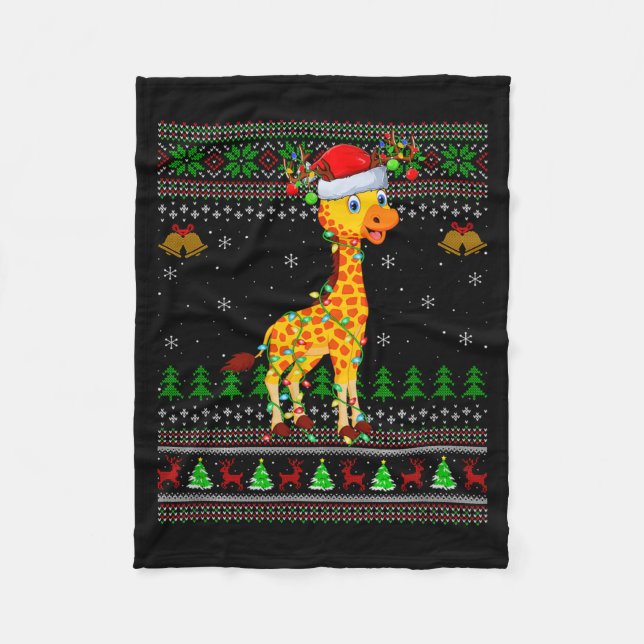 Manta Polar Giraffe Ugly Christmas Sweaters Holiday Santa Cute (Anverso)