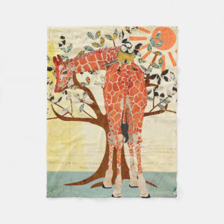 Manta Polar Giraffe y pequeño pájaro Sunny Day Fleece Blanket