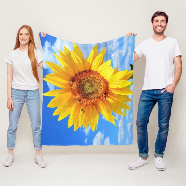 Manta Polar Girasol con una cubierta de flores de abeja (In situ)