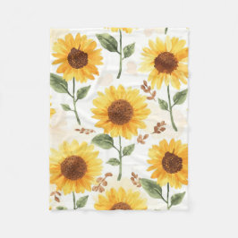 Manta Polar Girasoles Amarillos Acuarela Floral Caprichoso