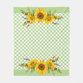 Manta Polar girasoles en tablero de ajedrez