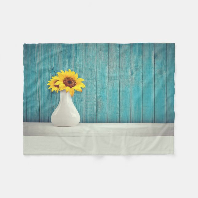 Manta Polar Girasoles en un jarrón   (Frente (Horizontal))