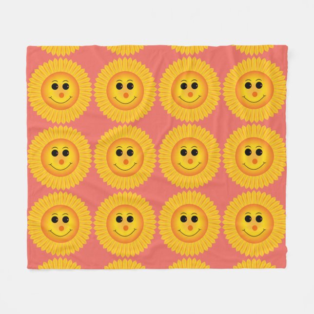 Manta Polar Girasoles sonrientes (Frente (Horizontal))