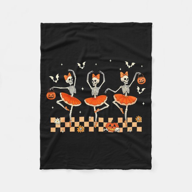 Manta Polar Girls Halloween Ballet Skeleton Pumpkin Girls Skel (Anverso)