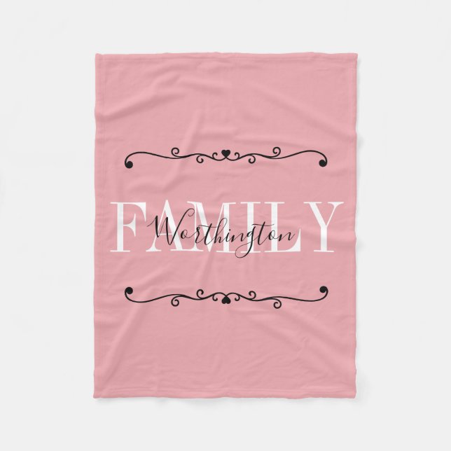 Manta Polar Girly Calligraphy words Name pink blush red (Anverso)
