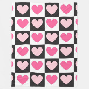 Manta Polar Girly Checkered Pink Hearts Luxury
