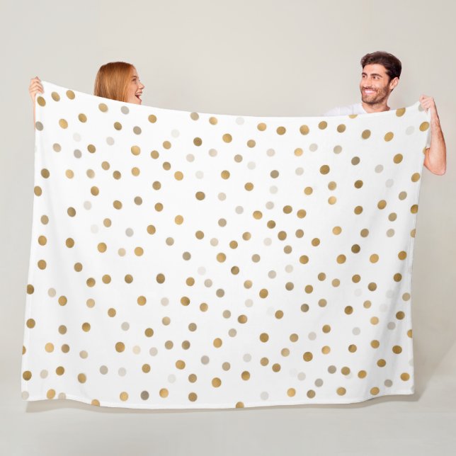 Manta Polar Girly Gold Dots Confetti White Design (In situ)