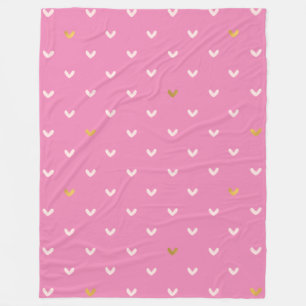 Manta Polar Girly Gold Rubor Pink Hearts