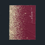 Manta Polar Girly Monograma Glam Purpurina de oro de Borgoña<br><div class="desc">Nombre del Monograma del Purpurina de la Esparkle Gold y Burgundy Faux y la funda inicial de la flota. Esto hace que el dulce perfecto cumpleaños 16, boda, ducha de novia, aniversario, ducha de bebé o fiesta de soltera sea regalo para alguien que ama el lujo glam y los estilos...</div>