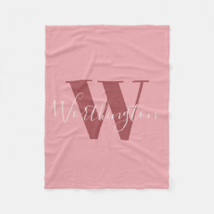 Manta Polar Girly Monograma y Nombre Rojo rosa