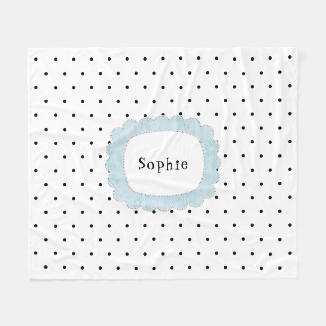 Manta Polar Girly Polka Dots Black & White Personalizado (Frente (Horizontal))