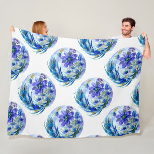 Manta Polar Giro floral acuático