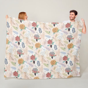 Manta Polar Giro floral acuático