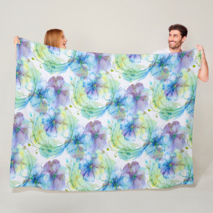 Manta Polar Giro floral acuático