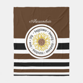 Manta Polar Giro Inspirador a rayas marrón y negro