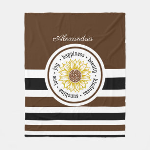 Manta Polar Giro Inspirador a rayas marrón y negro